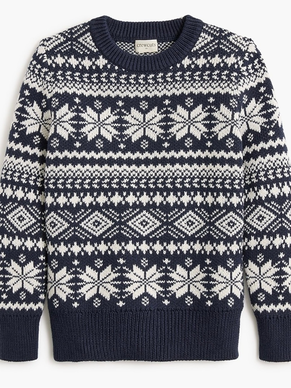 Crewcuts by J.Crew Boys' Fair Isle Snowflake Navy White Knit sweater Size 8-9
